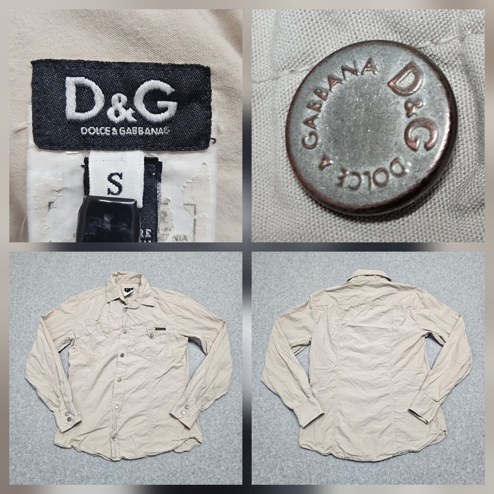Dolce & Gabbana Long Sleeve Khaki Safari Utility Shirt  Made In Italy Small